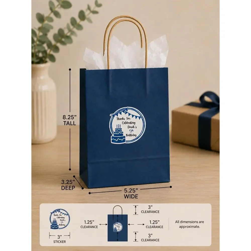 Custom Birthday Thank You Bags with Stickers: Personalized Favor Labels